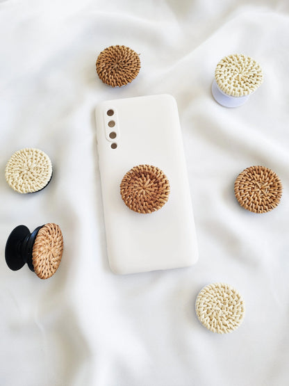 Phone grip en rotin