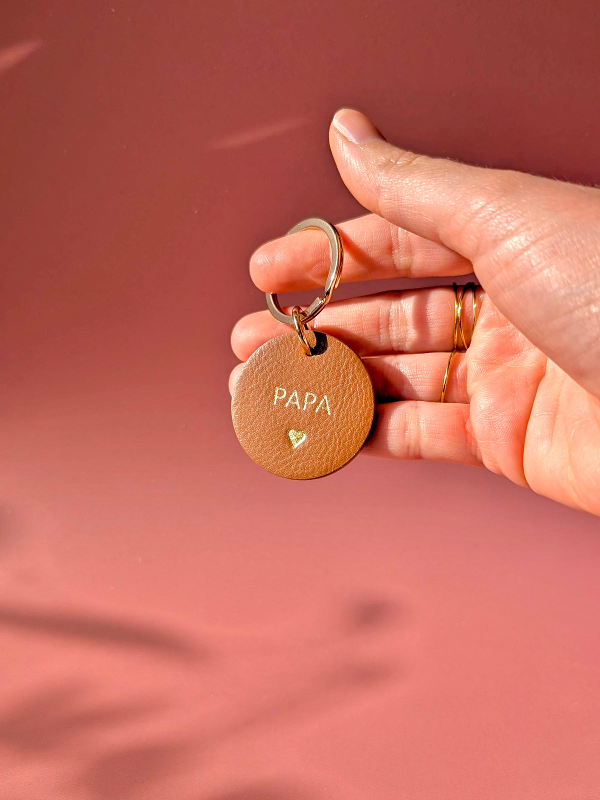 Porte-clé rond en cuir • PAPA
