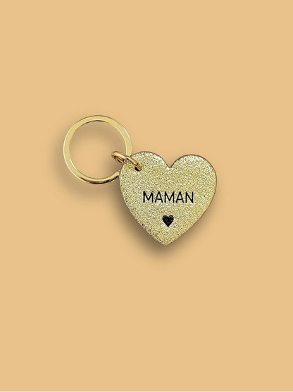 Porte-clés coeur en cuir • MAMAN