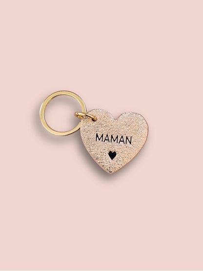 Porte-clés coeur en cuir • MAMAN