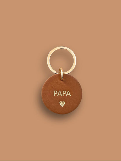 Porte-clé rond en cuir • PAPA