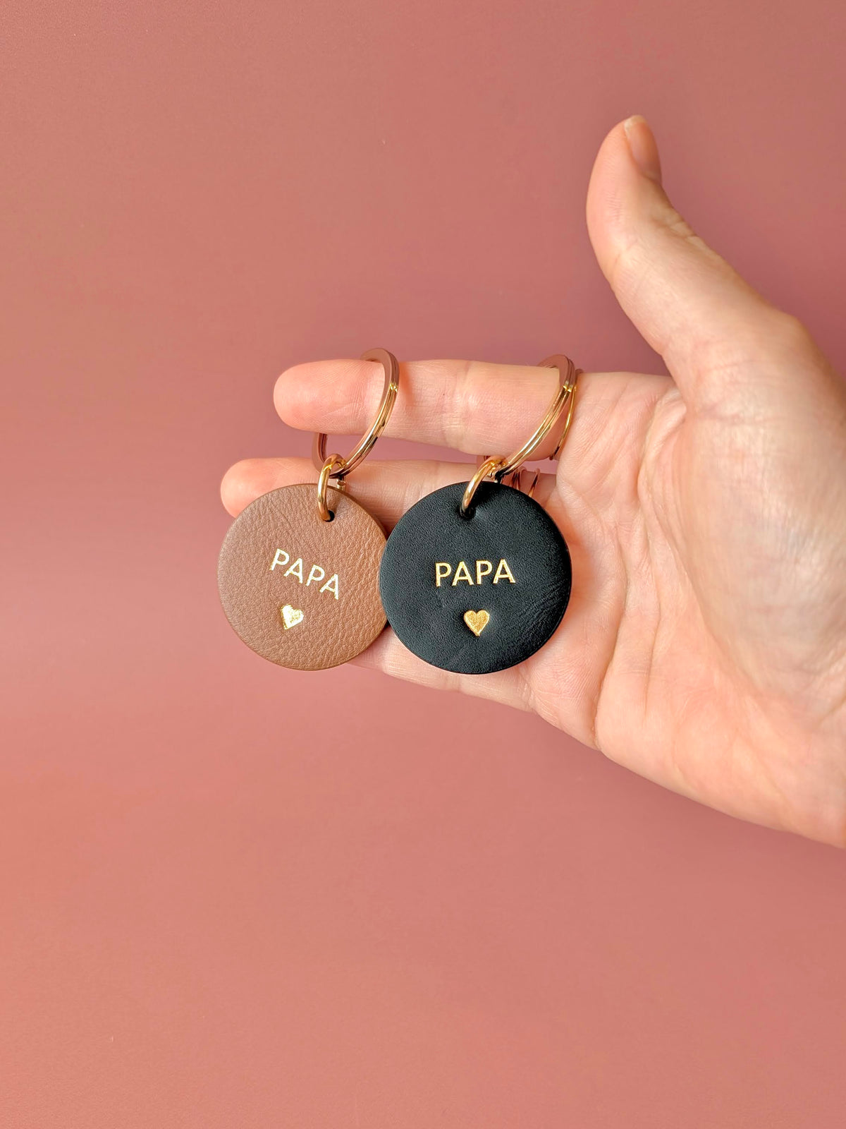 Porte-clé rond en cuir • PAPA