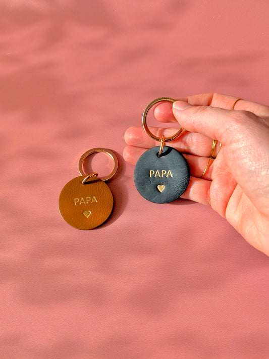 Porte-clé rond en cuir • PAPA