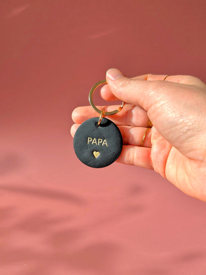 Porte-clé rond en cuir • PAPA