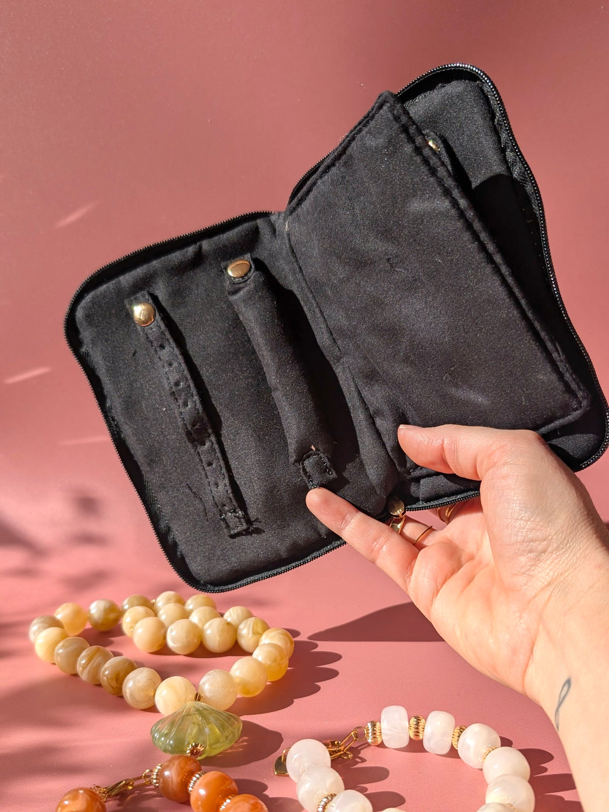 Pochette à bijoux de voyage zippée