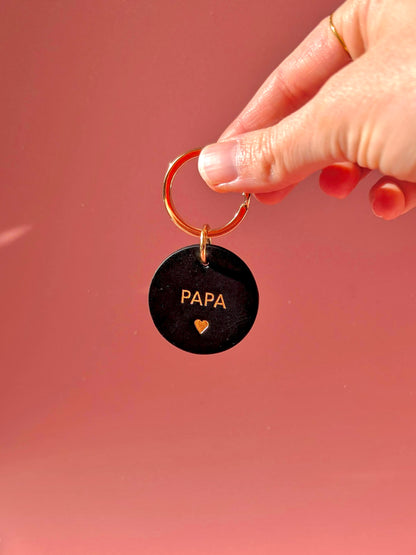 Porte-clé rond en cuir • PAPA